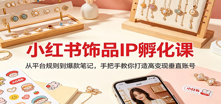 小红书饰品IP孵化课：从平台规则到爆款笔记，手把手教你打造高变现垂直账号-大象聊项目