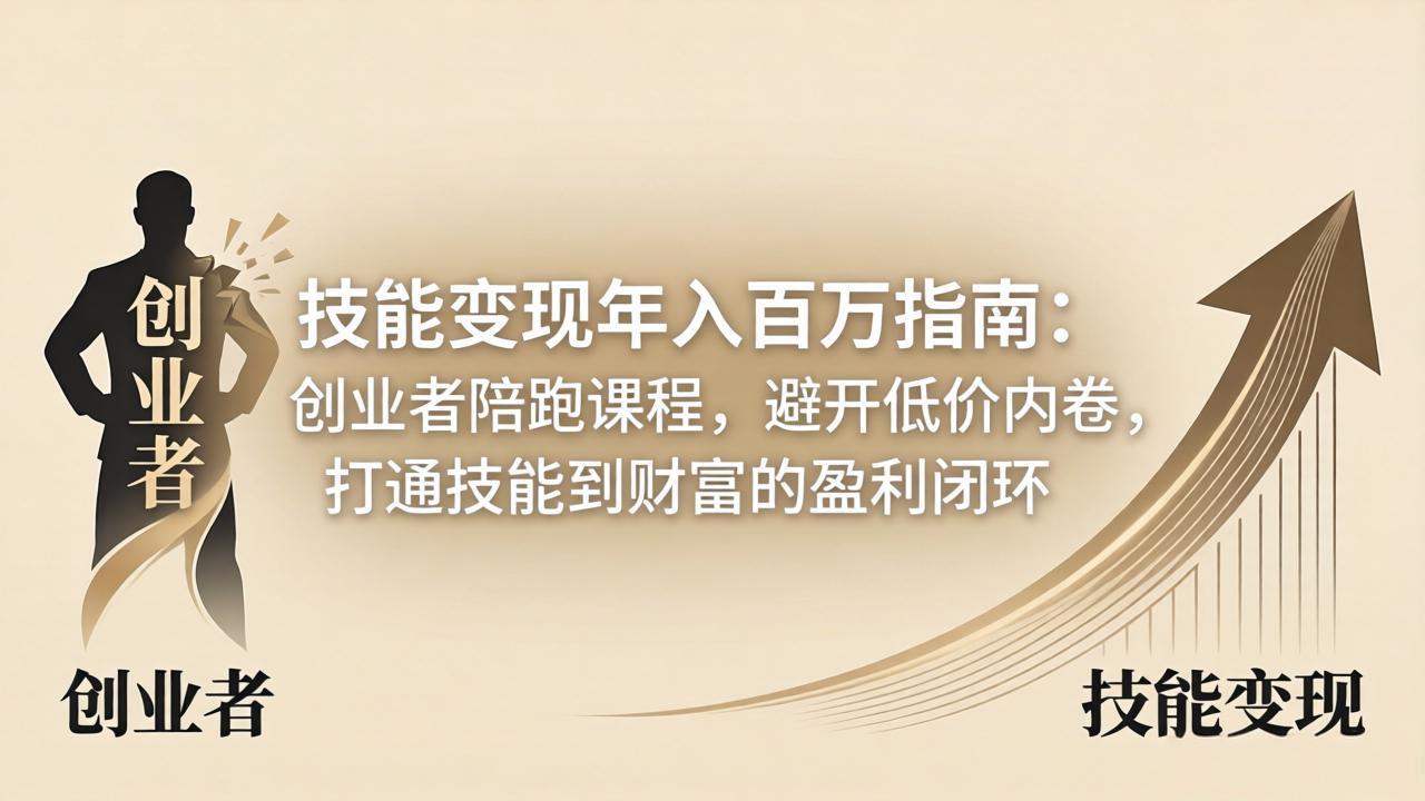 技能变现年入百万指南：创业者陪跑课程，避开低价内卷，打通技能到财富的盈利闭环-大象聊项目