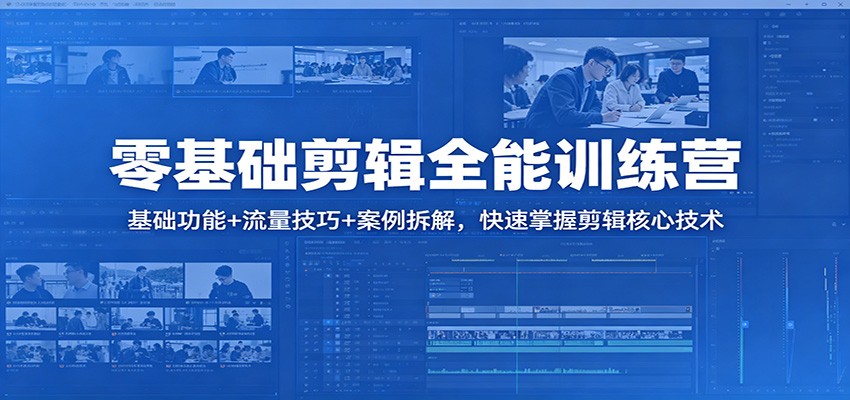零基础剪辑全能训练营：基础功能+流量技巧+案例拆解，快速掌握剪辑核心技术-大象聊项目