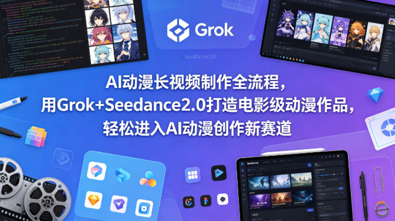 AI动漫长视频制作全流程，用Grok+Seedance2.0打造电影级动漫作品，轻松进入AI动漫创作新赛道-大象聊项目
