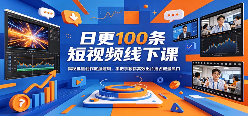 日更100条短视频线下课：揭秘批量创作底层逻辑，手把手教你高效出片抢占流量风口-大象聊项目