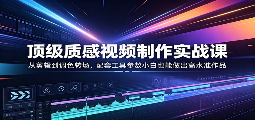 顶级质感视频制作实战课：从剪辑到调色转场，配套工具参数小白也能做出高水准作品-大象聊项目