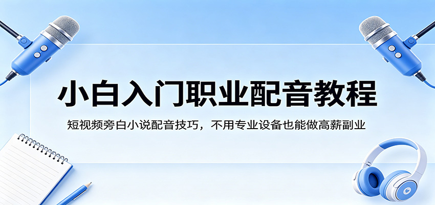 小白入门职业配音教程，短视频旁白小说配音技巧，不用专业设备也能做高薪副业-大象聊项目