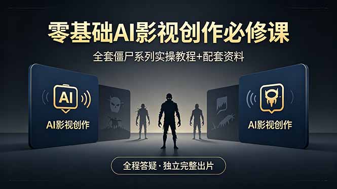 零基础AI影视创作必修课，全套僵尸系列实操教程加配套资料，全程答疑带你独立完整出片-大象聊项目