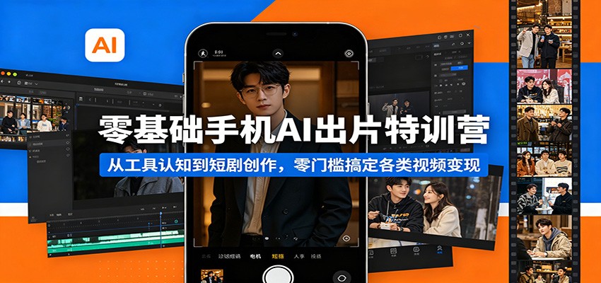 零基础手机AI出片特训营：从工具认知到短剧创作，零门槛搞定各类视频变现-大象聊项目