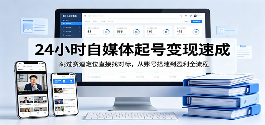 24小时自媒体起号变现速成，跳过赛道定位直接找对标，从账号搭建到盈利全流程-大象聊项目