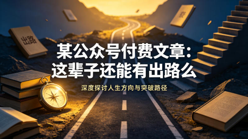 某公众号付费文章：这辈子还能有出路么-大象聊项目