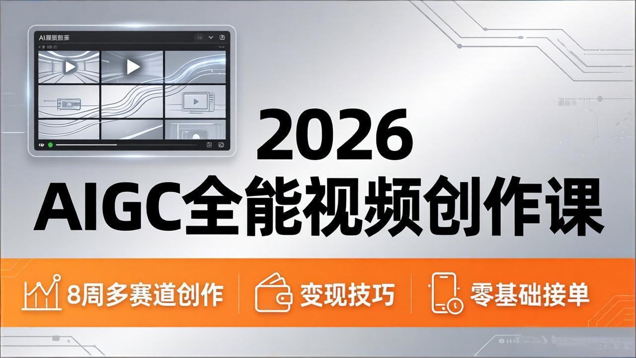 2026AIGC全能视频创作课，8周吃透多赛道创作+变现，零基础也能高效出片接单-大象聊项目