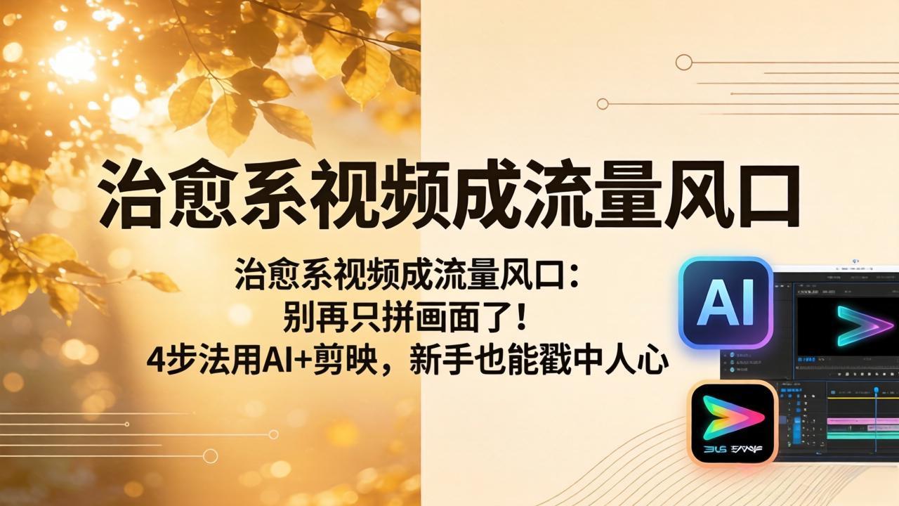 治愈系视频成流量风口：别再只拼画面了！4步法用AI+剪映，新手也能戳中人心-大象聊项目