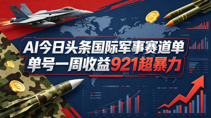 AI今日头条国际军事赛道，单号一周收益921，超暴力-大象聊项目
