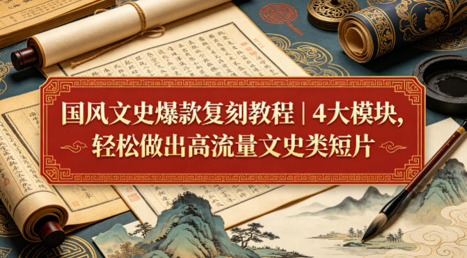 国风文史爆款复刻教程｜4大模块，轻松做出高流量文史类短片-大象聊项目