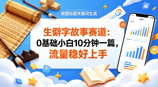 公众号流量主——生僻字故事赛道，流量稳，好上手，0基础小白也能10分钟一篇-大象聊项目