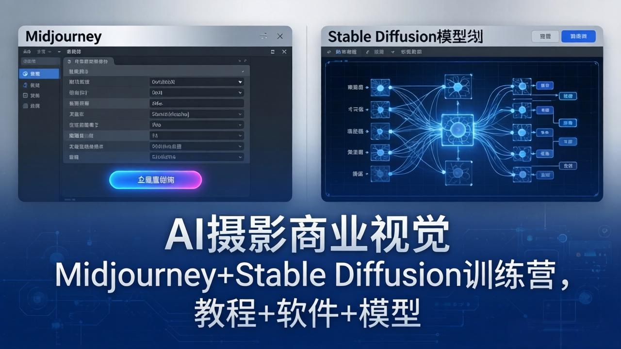AI摄影商业视觉Midjourney+Stable Diffusion训练营，教程+软件+模型-大象聊项目