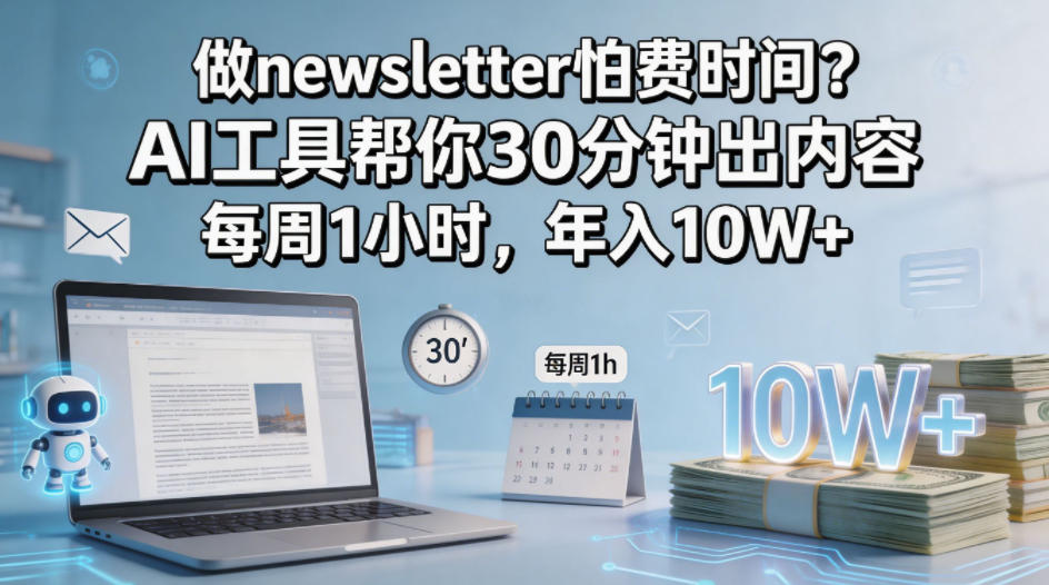 做newsletter怕费时间？AI工具帮你30分钟出内容，每周1小时，年入10W+！【原创双语字幕】-大象聊项目