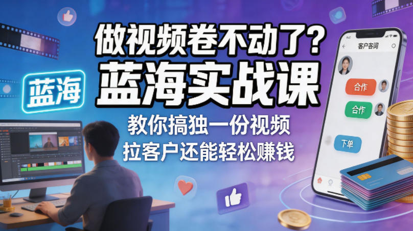 做视频卷不动了？蓝海实战课教你搞独一份视频，拉客户还能轻松賺钱！【原创双语字幕】-大象聊项目