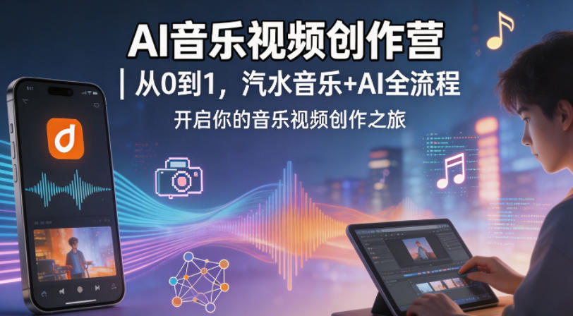 AI音乐视频创作营｜从0到1，汽水音乐+AI全流程，开启你的音乐视频创作之旅-大象聊项目