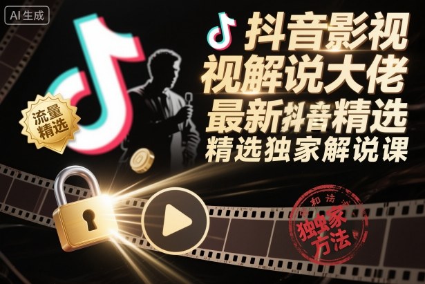 抖音影视解说大佬最新抖音进精选和独家方法，精选独家解说课(更新26年3月)-大象聊项目