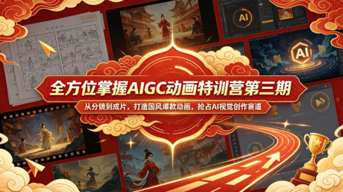 全方位掌握AIGC动画特训营第三期，从分镜到成片，打造国风爆款动画，抢占AI视觉创作赛道红利-大象聊项目