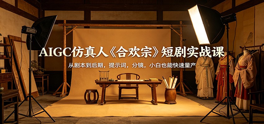 AIGC仿真人《合欢宗》短剧实战课：从剧本到后期，提示词，分镜，小白也能快速量产-大象聊项目
