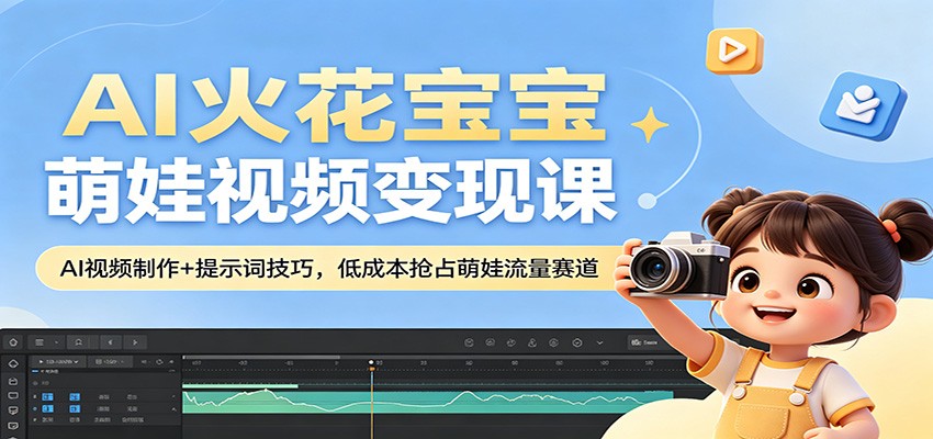 AI火花宝宝萌娃视频变现课：AI视频制作+提示词技巧，低成本抢占萌娃流量赛道-大象聊项目