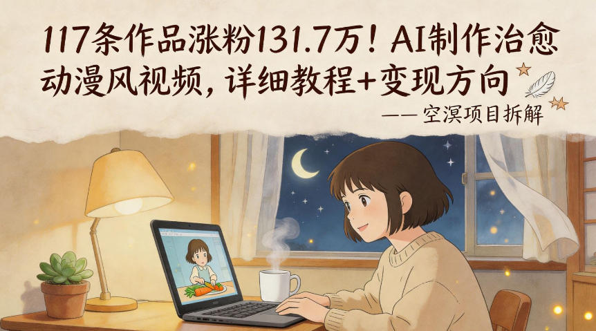 117条作品涨粉131.7W！AI制作治愈动漫风视频，详细教程+变现方向-大象聊项目