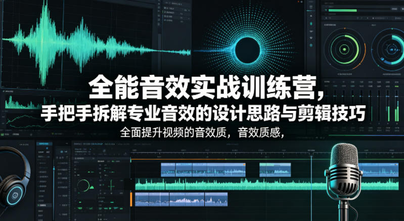 全能音效实战训练营，手把手拆解专业音效的设计思路与剪辑技巧，全面提升视频的音效质感-大象聊项目