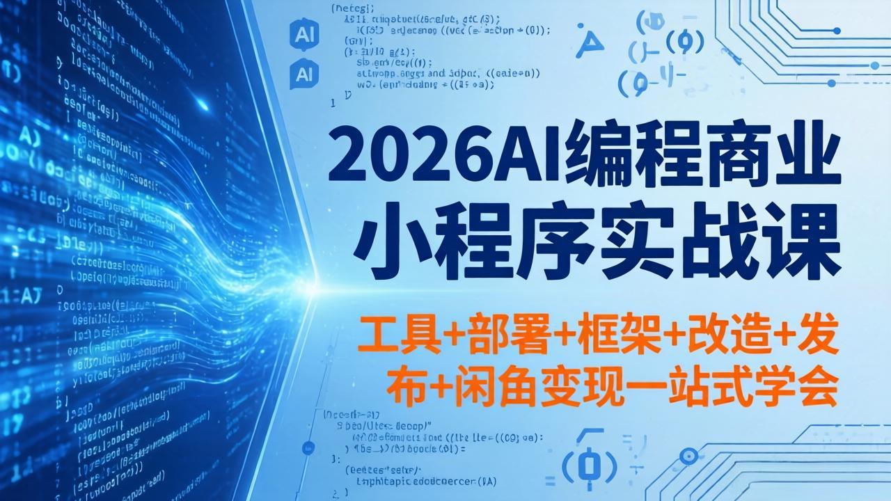2026AI编程商业小程序实战课，工具+部署+框架+改造+发布+闲鱼变现一站式学会-大象聊项目
