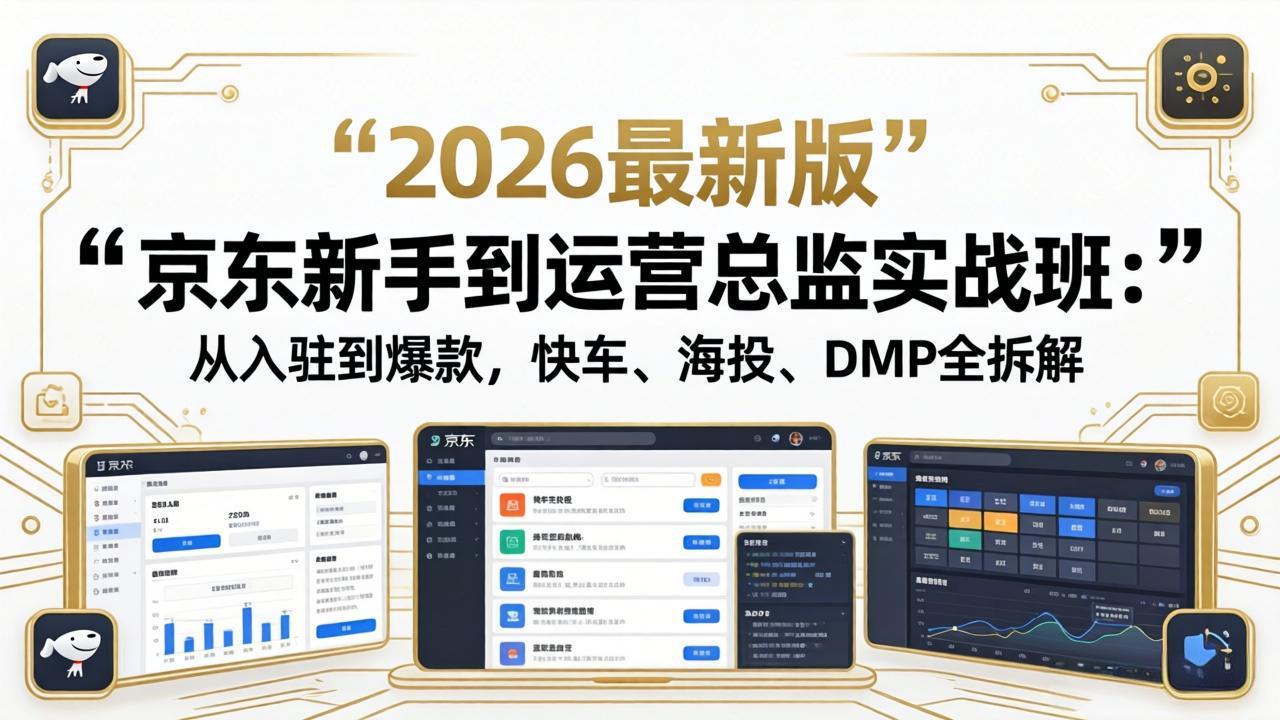 京东新手到运营总监实战班：从入驻到爆款，快车、海投、DMP全拆解，2026最新版-大象聊项目