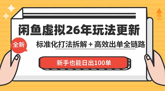 闲鱼虚拟从0到1系统化运营课程：标准化打法拆解 + 高效出单全链路教学，新手也能日出100单-大象聊项目