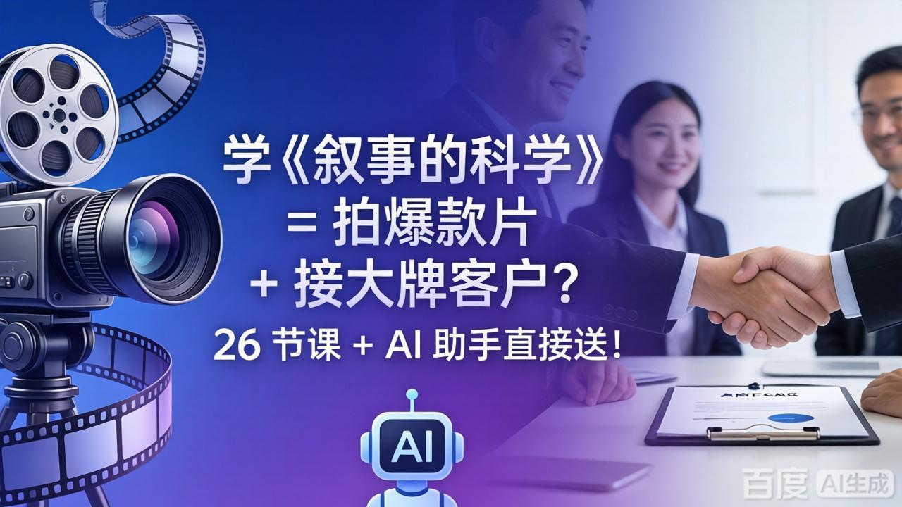 学《叙事的科学》= 拍爆款片 + 接大牌客户？26 节课 + AI 助手直接送！-大象聊项目