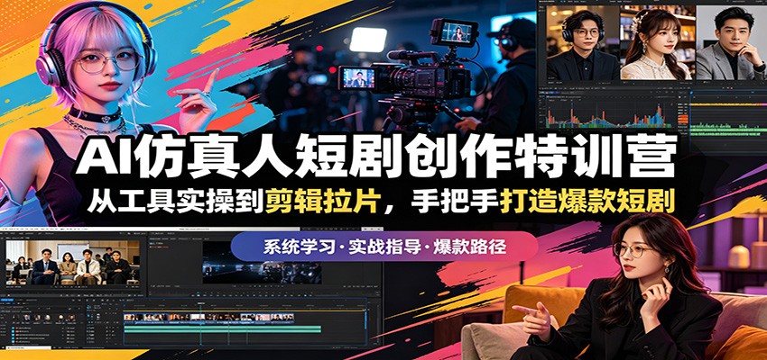 AI仿真人短剧创作特训营：从工具实操到剪辑拉片，手把手打造爆款短剧-大象聊项目
