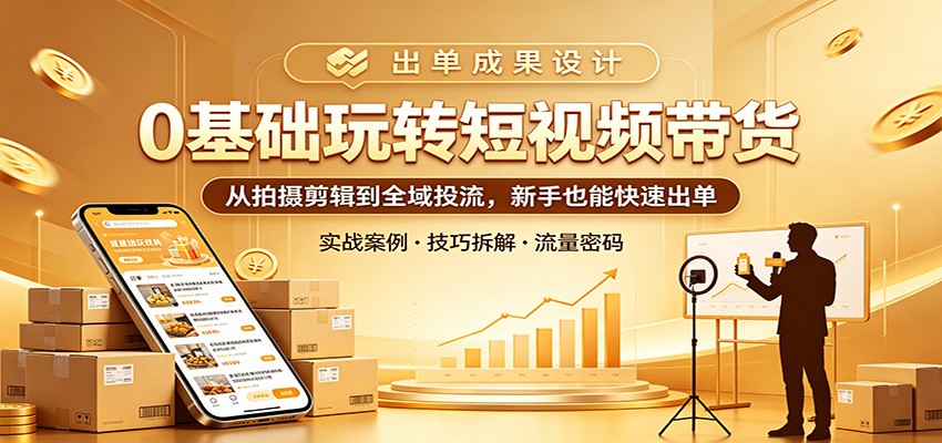 0基础玩转短视频带货：从拍摄剪辑到全域投流，新手也能快速出单-大象聊项目