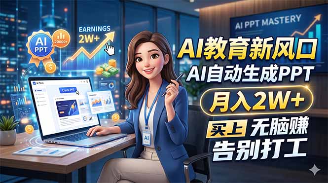 AI教育新风口，AI自动生成PPT，月入2W+，无脑赚，告别打工-大象聊项目