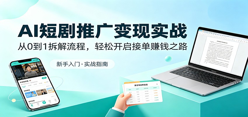 AI短剧推广变现实战：从0到1拆解流程，轻松开启接单赚钱之路-大象聊项目