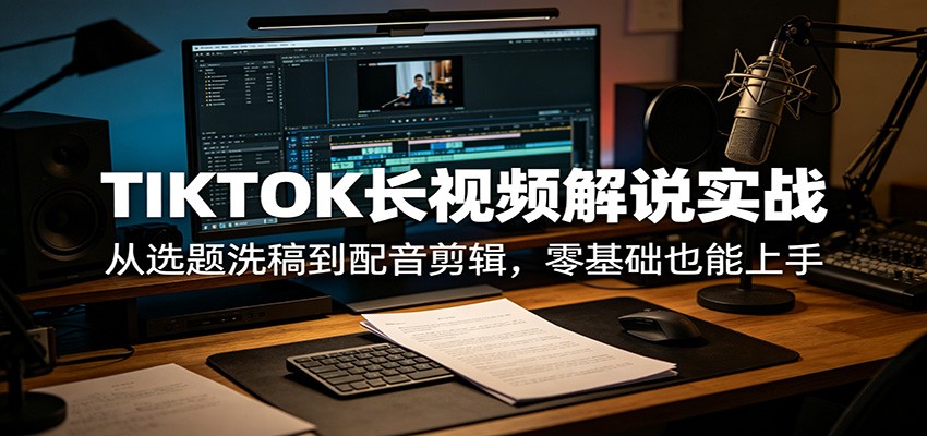 TIKTOK长视频解说实战：从选题洗稿到配音剪辑，零基础也能上手-大象聊项目