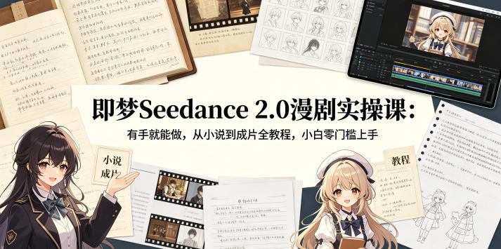 即梦Seedance 2.0漫剧实操课：有手就能做，从小说到成片全教程，小白零门槛上手-大象聊项目