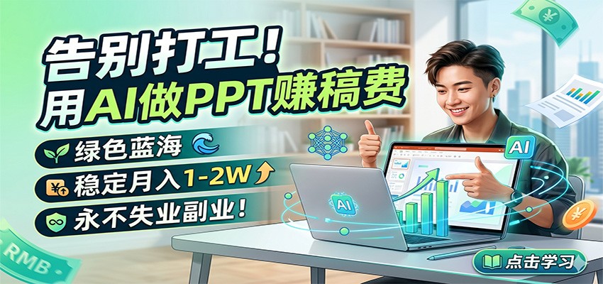 告别打工！用AI做PPT赚稿费，绿色蓝海，稳定月入1-2W，永不失业副业！-大象聊项目