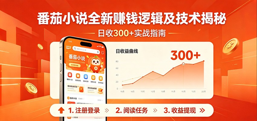 番茄小说全新赚钱逻辑及技术日收300+，小白新书皆可做！无脑赚就行了！-大象聊项目