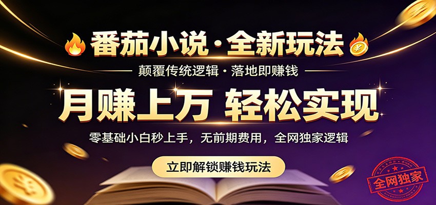 番茄小说5月最新独家玩法，稳定落地实测月入过万！-大象聊项目