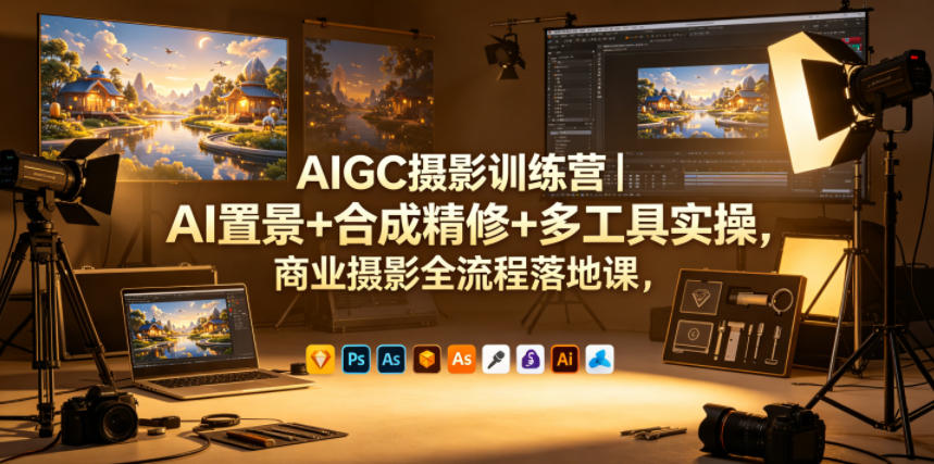 AIGC摄影训练营｜AI置景+合成精修+多工具实操，商业摄影全流程落地课-大象聊项目