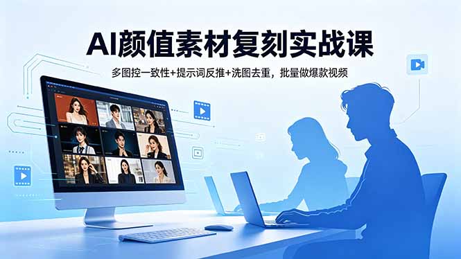 AI颜值素材复刻实战课，多图控一致性+提示词反推+洗图去重，批量做爆款视频-大象聊项目