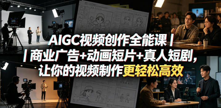 AIGC视频创作全能课｜商业广告+动画短片+真人短剧，让你的视频制作更轻松高效-大象聊项目