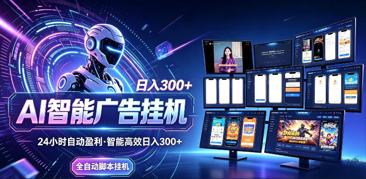 AI智能广告挂G项目，无需人工，单机稳定日入200+，可矩阵放大，24小时不间断刷广告賺收益【揭秘】-大象聊项目