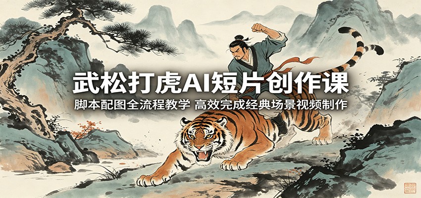武松打虎AI短片创作课：脚本配图全流程教学，高效完成经典场景视频制作-大象聊项目