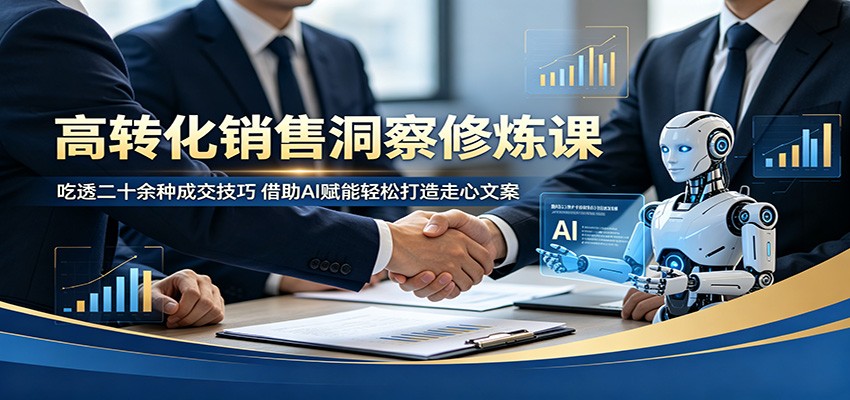 高转化销售洞察修炼课：吃透二十余种成交技巧，借助AI赋能轻松打造走心文案-大象聊项目