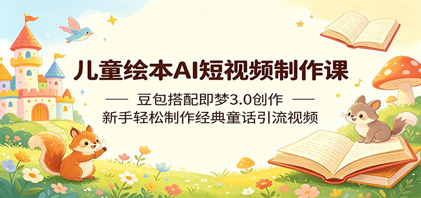儿童绘本AI短视频制作课：豆包搭配即梦3.0创作，新手轻松制作经典童话引流视频-大象聊项目