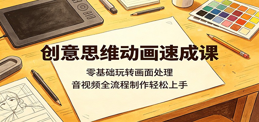 创意思维动画速成课：零基础玩转画面处理，音视频全流程制作轻松上手-大象聊项目