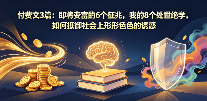 付费文3篇：即将变富的6个征兆，我的8个处世绝学，如何抵御社会上形形色色的诱惑-大象聊项目