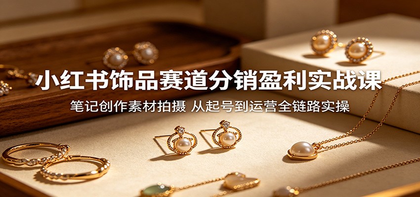 小红书饰品赛道分销盈利实战课：笔记创作素材拍摄，从起号到运营全链路实操-大象聊项目