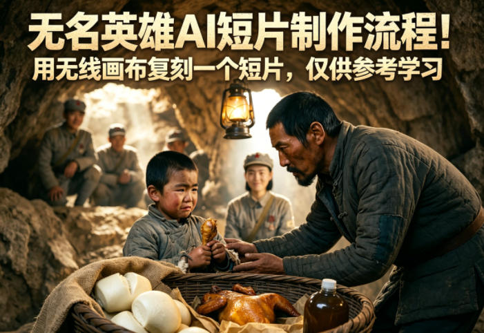 无名英雄AI短片制作流程！用无线画布复刻一个短片，仅供参考学习-大象聊项目